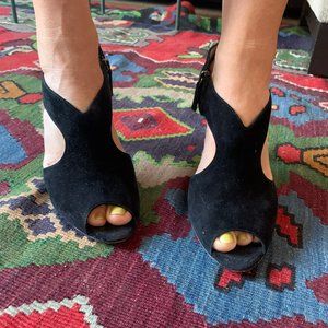 Prada Calzature Donna Black Suede Cut Out Heels